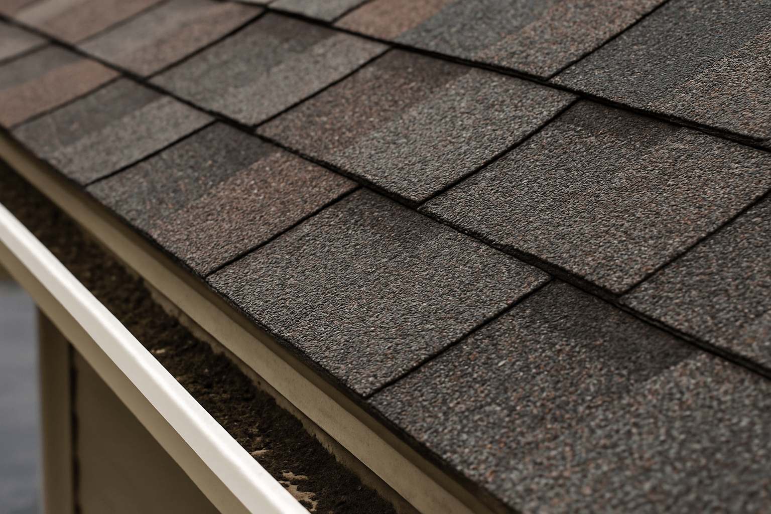 Roofing granules collected in a homeowner's gutter system.