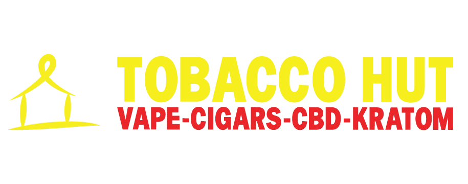 tobacco hut logo in yellow and red